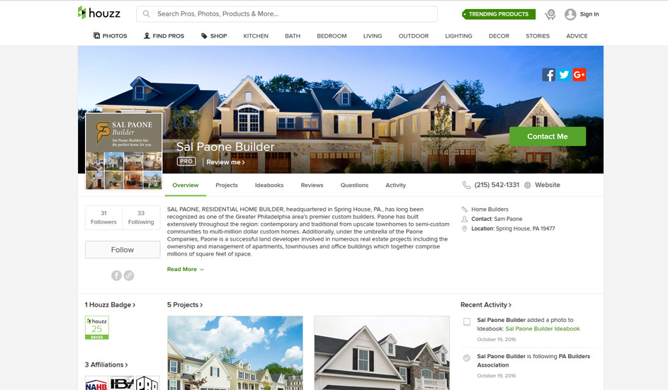Sal Paone Builders Houzz page